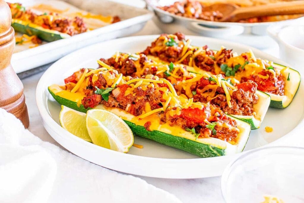 Taco Stuffed Zucchini Boats.