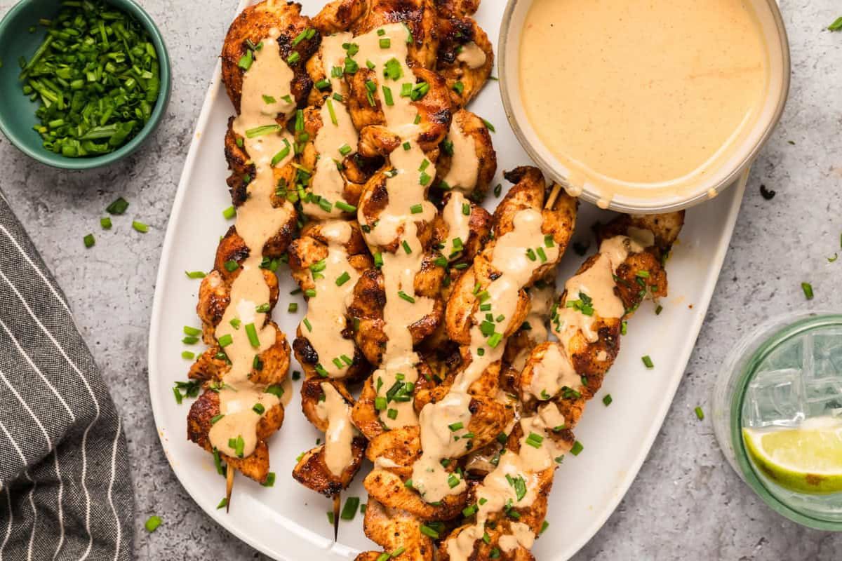 Bang Bang Chicken Skewers.