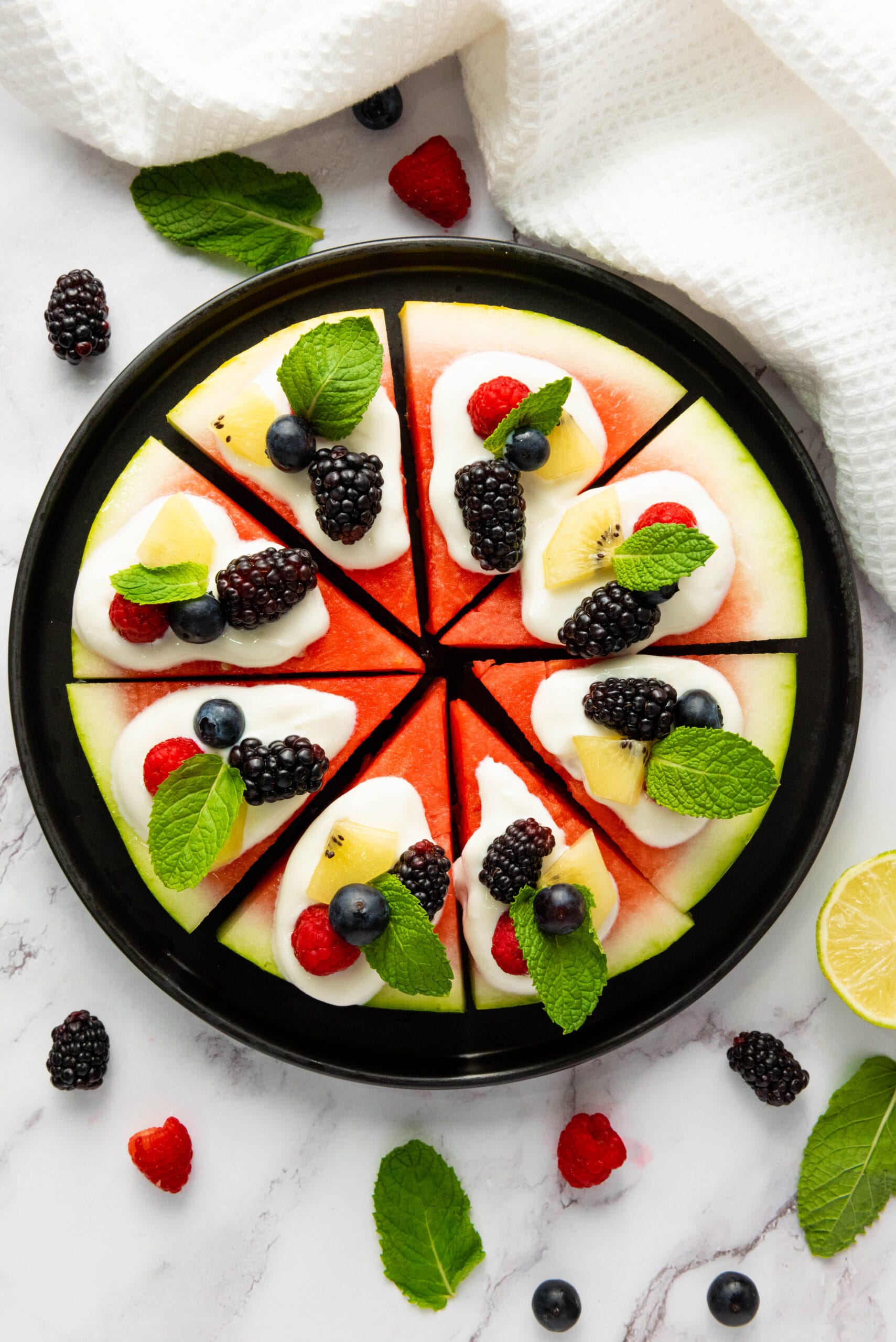 watermelon pizza with fruit on top