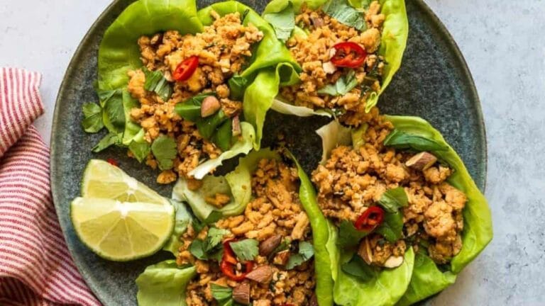 Thai Basil Chicken Lettuce Wraps.