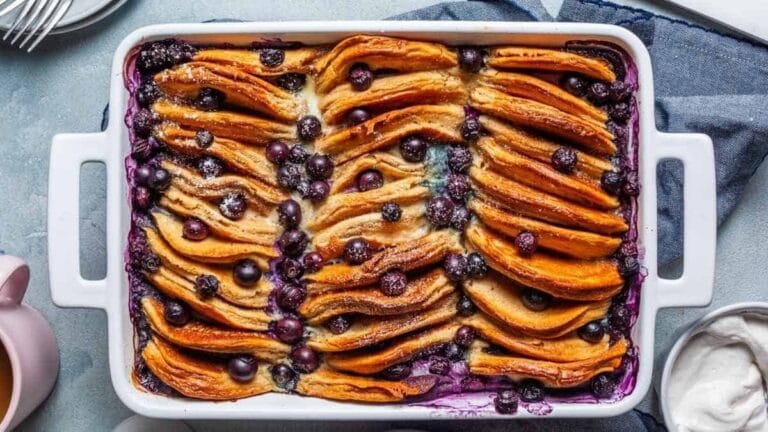 Blueberry Pancake Breakfast Casserole.