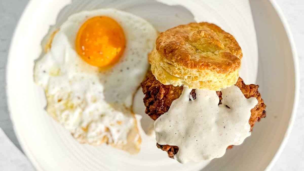 Chicken Fried Steak Biscuits With Country Gravy. 