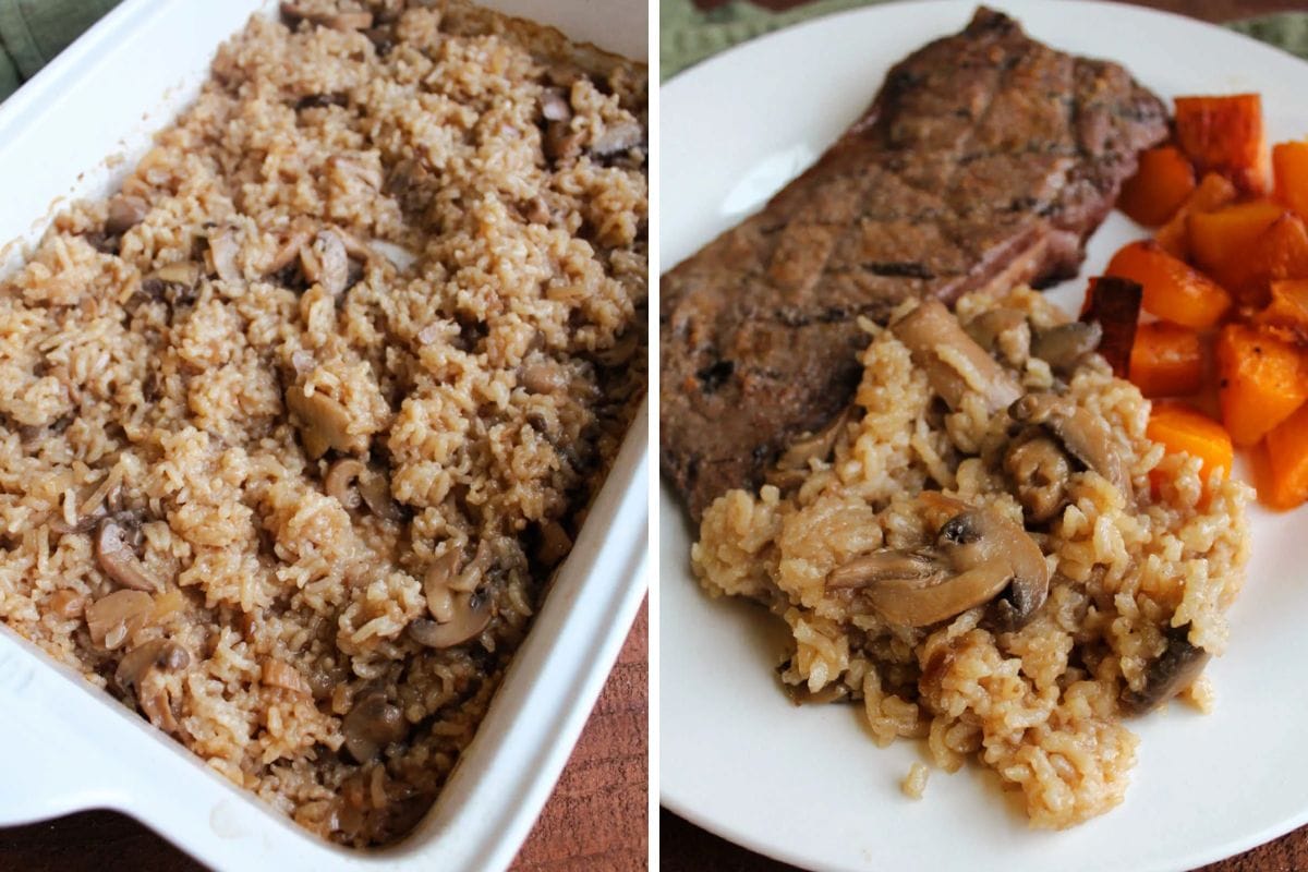 Grandma's Baked Rice With Mushrooms.