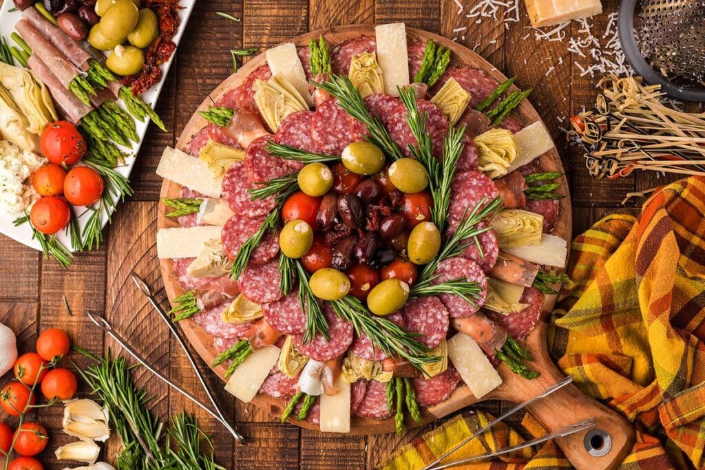 Italian Antipasto Board Appetizer.