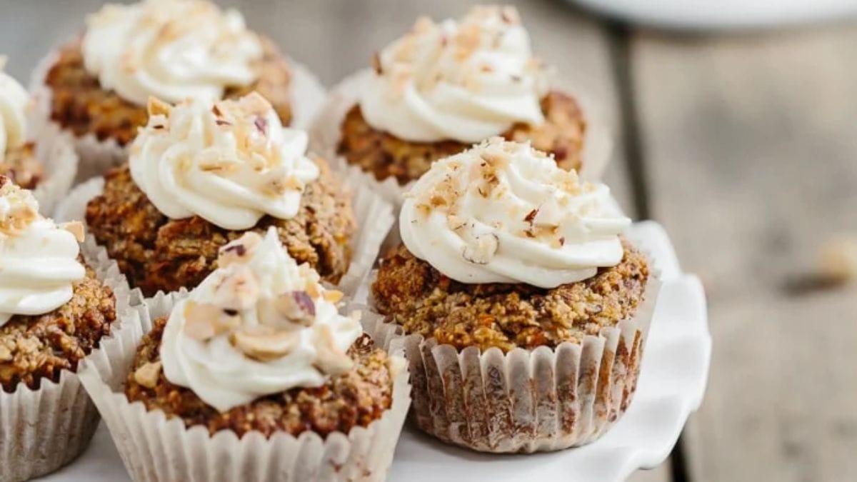 Maple Sweetened Carrot Coconut Cupcakes.