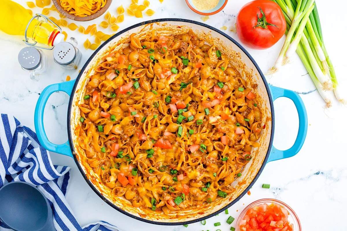 One Pot Taco Macaroni and Cheese.