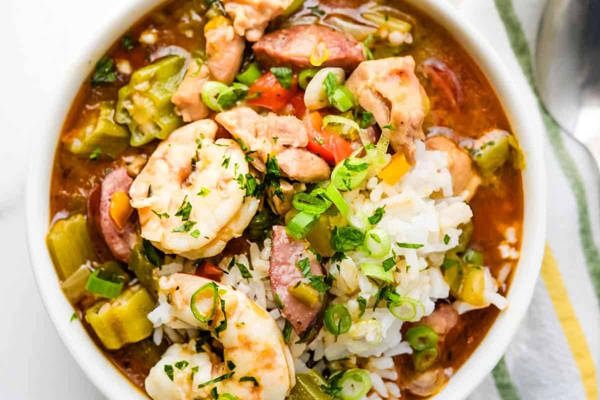 Seafood, Chicken And Sausage Gumbo.