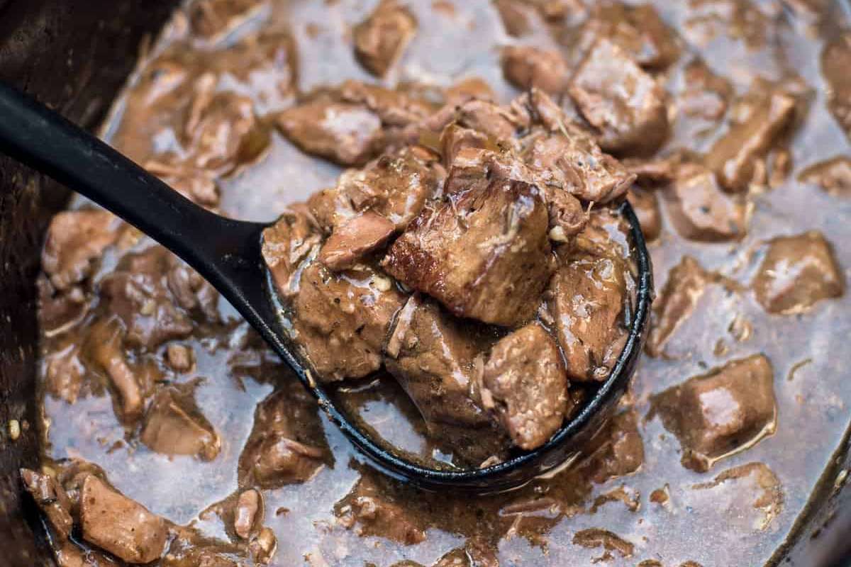 Slow Cooker Beef Tips with Gravy. 