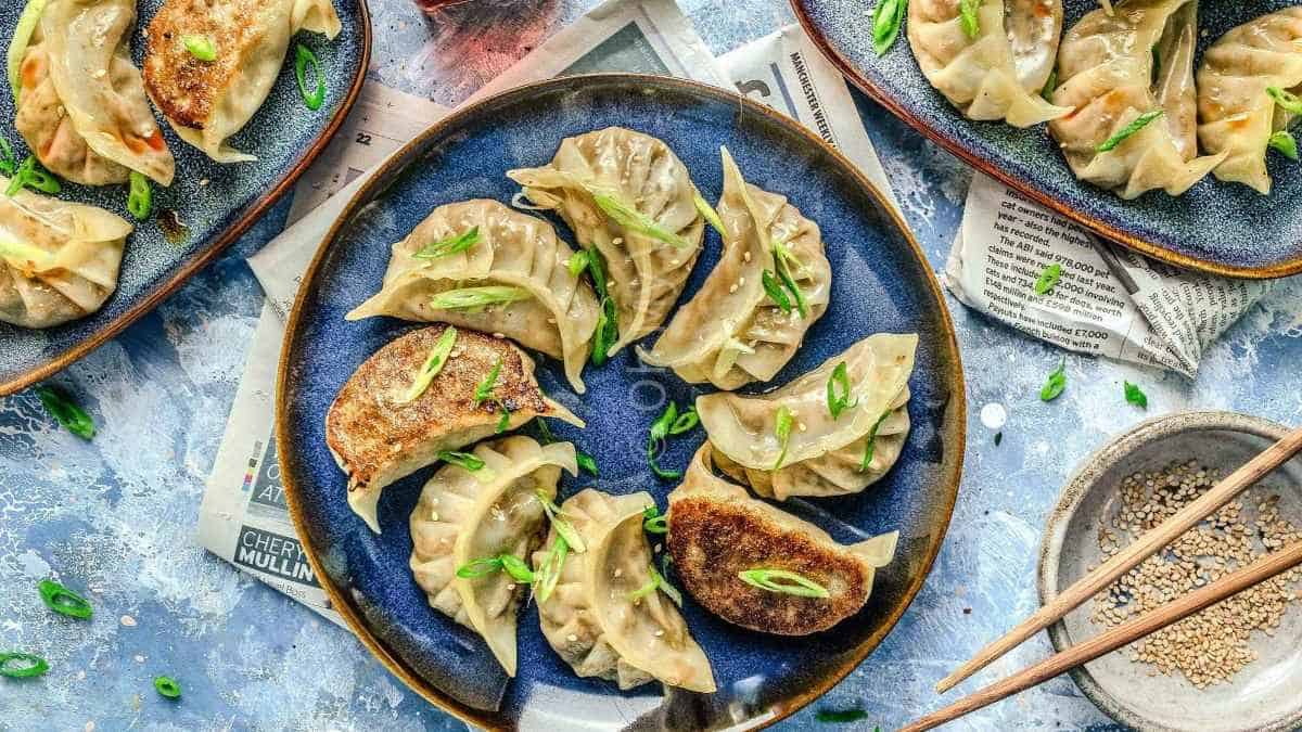 Vegetable Gyoza Potstickers, Japanese Vegan Dumplings.