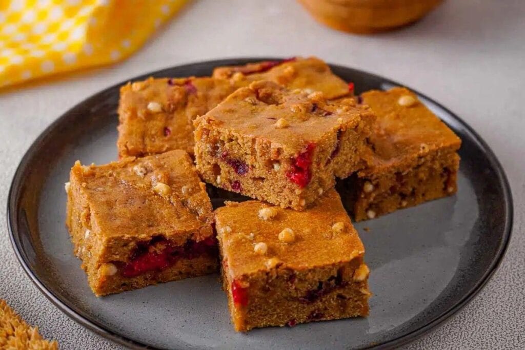 White Chocolate Raspberry Blondies. 