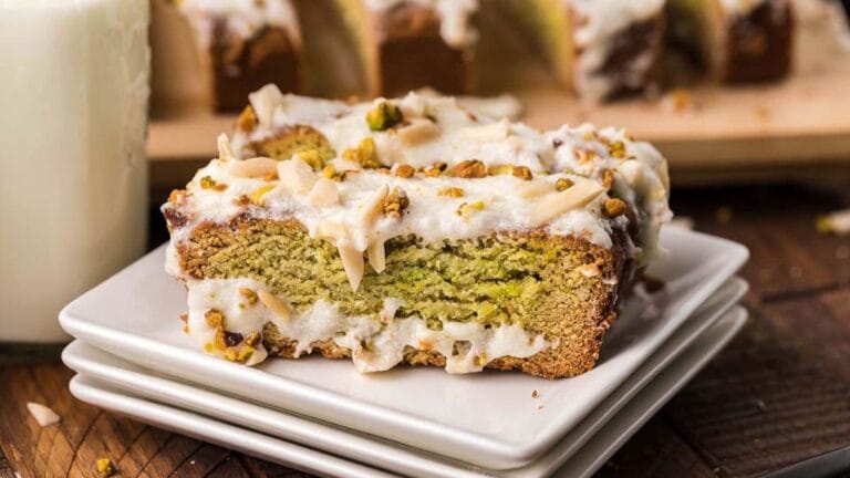Air Fryer Pistachio Pudding Coffee Cake.
