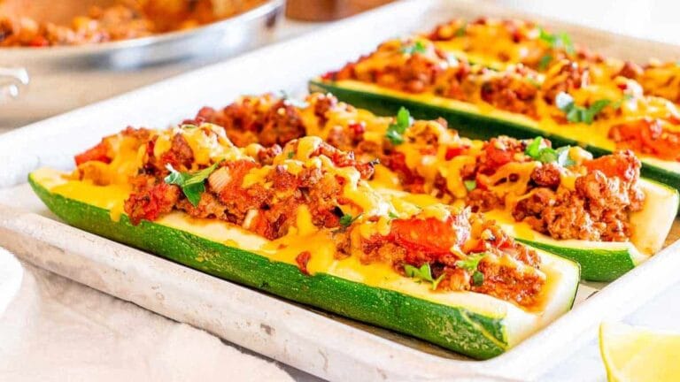 Taco Stuffed Zucchini Boats.