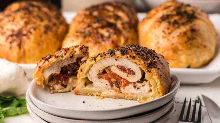 Air Fryer Bruschetta Stuffed Chicken Breasts.