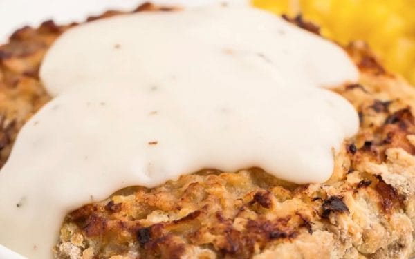 Chicken fried steak with gravy.