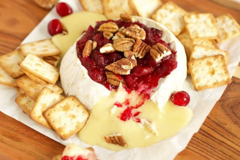Baked Brie with Cranberry Sauce.
