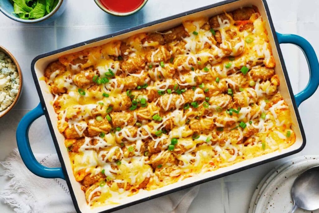 Buffalo Chicken Tater Tot Casserole Recipe.