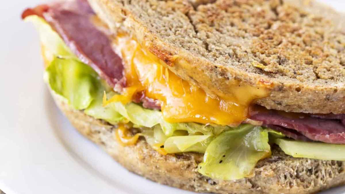 Corned Beef and Cabbage Grilled Cheese on Rye.