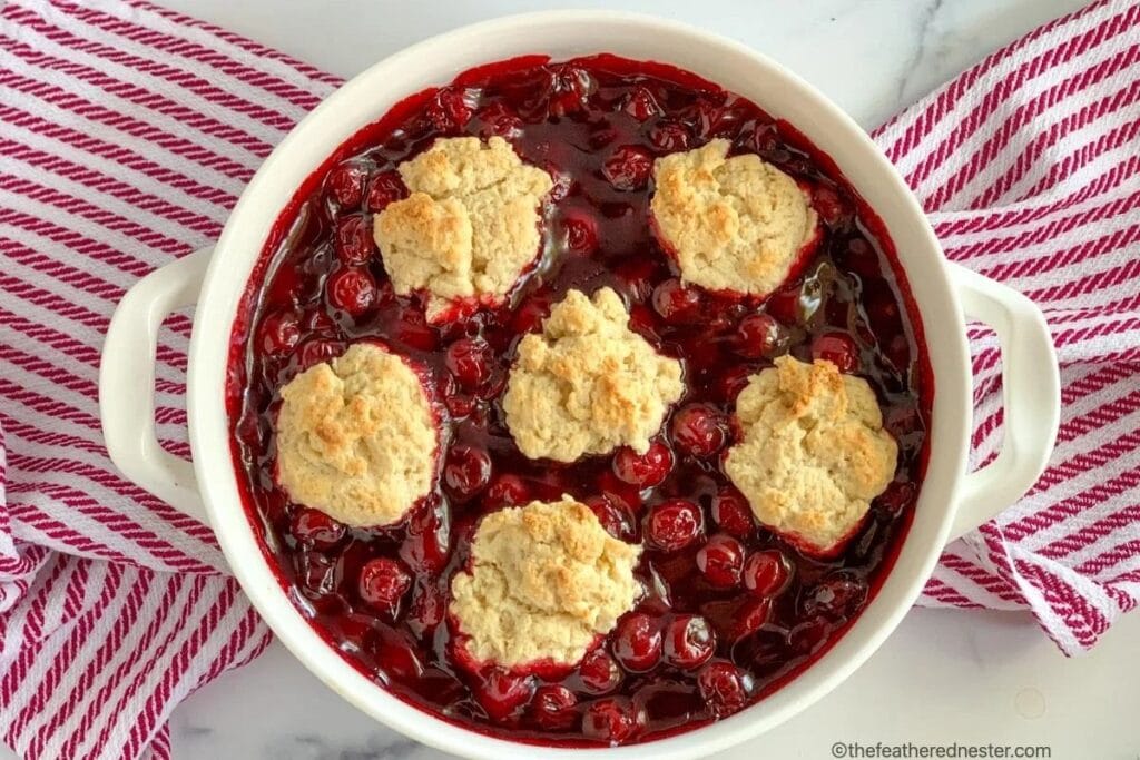 Easy Bisquick Cherry Cobbler.