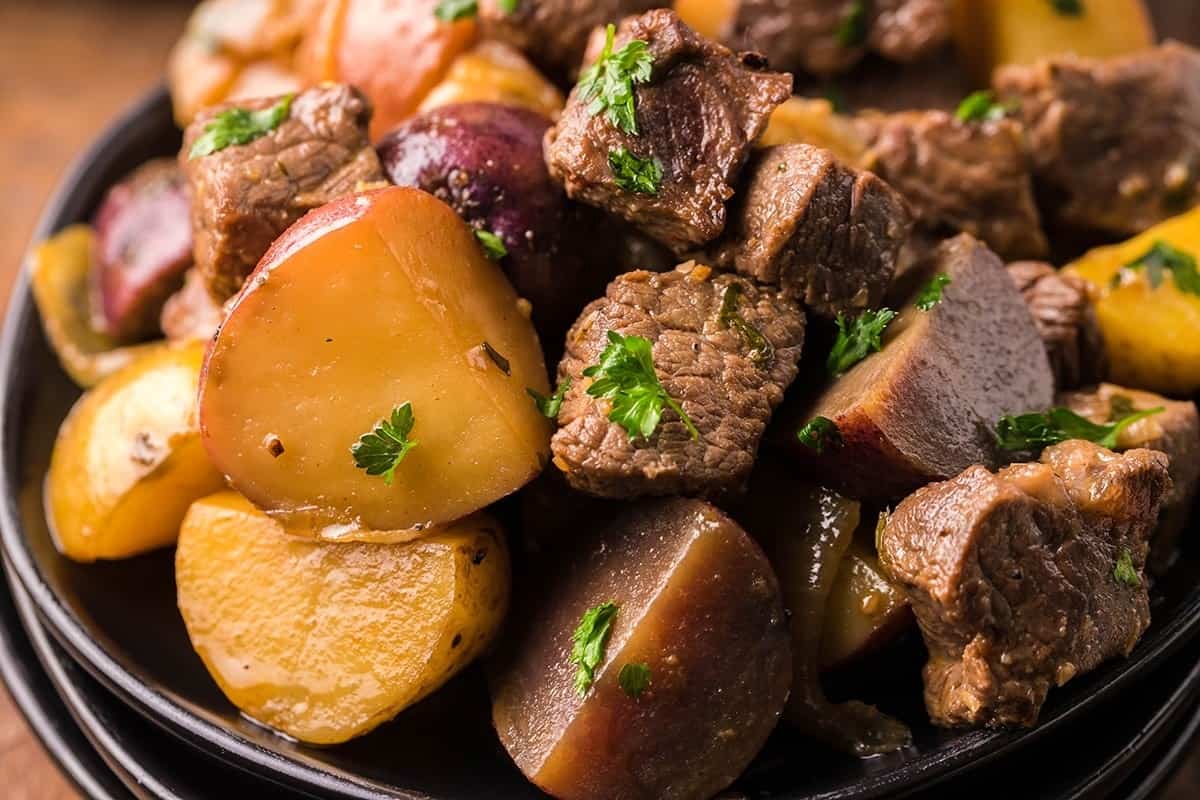 Steak with potatoes.