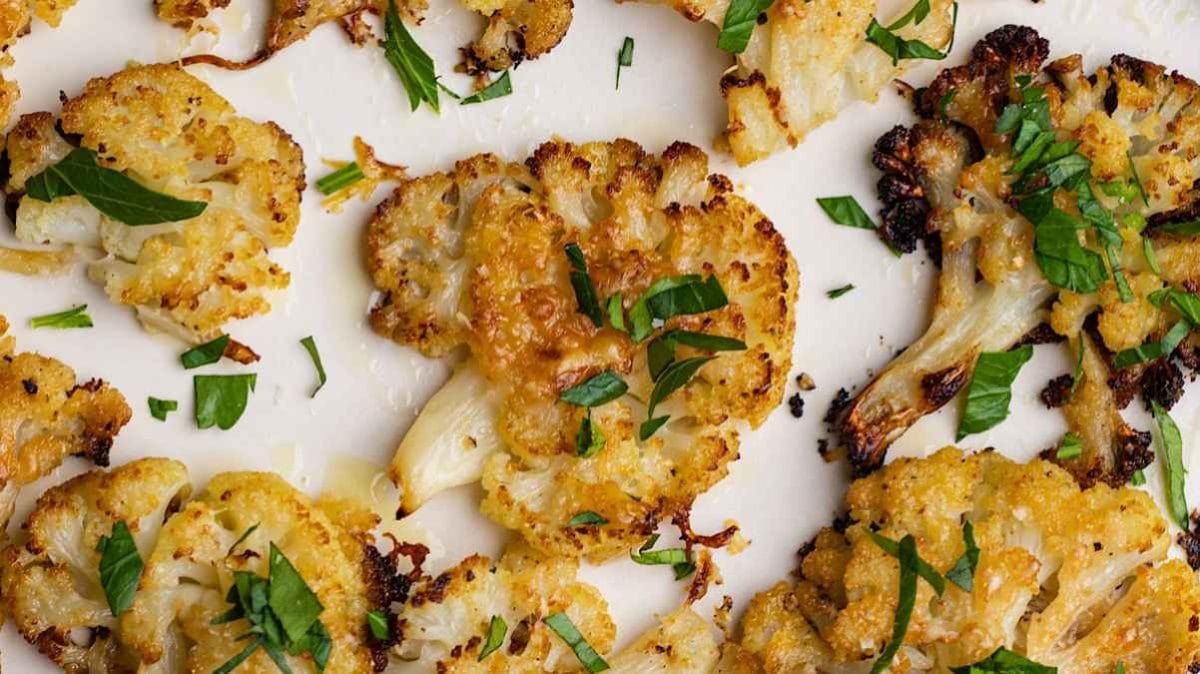 Garlic Parmesan Smashed Cauliflower.