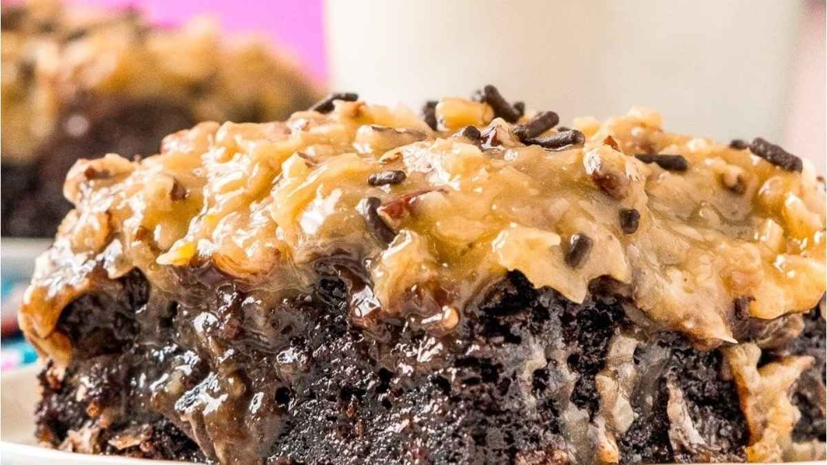 German Chocolate Poke Cake