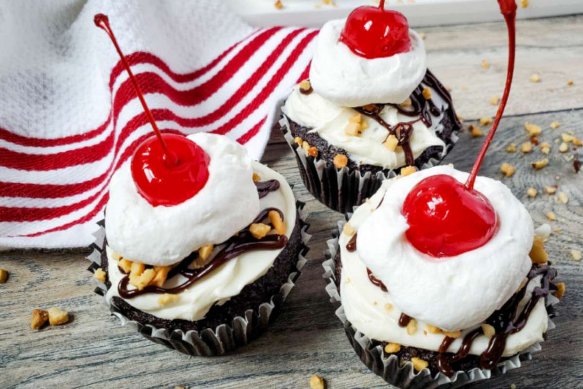 Hot Fudge Sundae Cupcakes. 