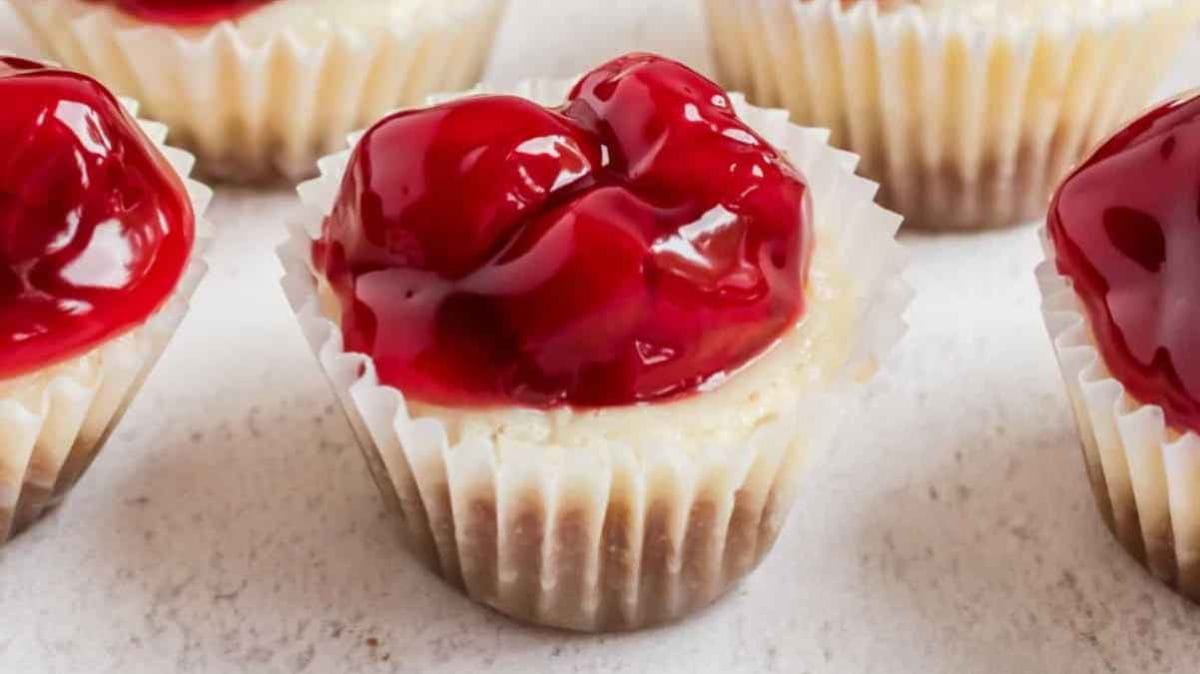 Mini Cherry Cheesecakes.