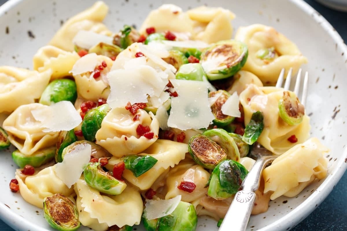 Recipe: Tortellini with Brussel Sprouts and Pomegranate.