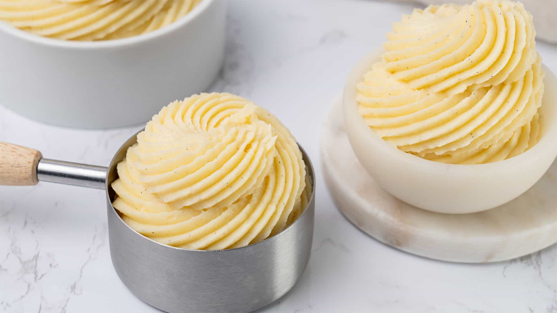 Pastry Cream in a ramekin.