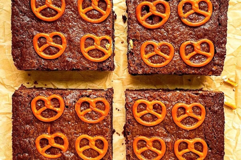 Salted Pretzel Brownies. 