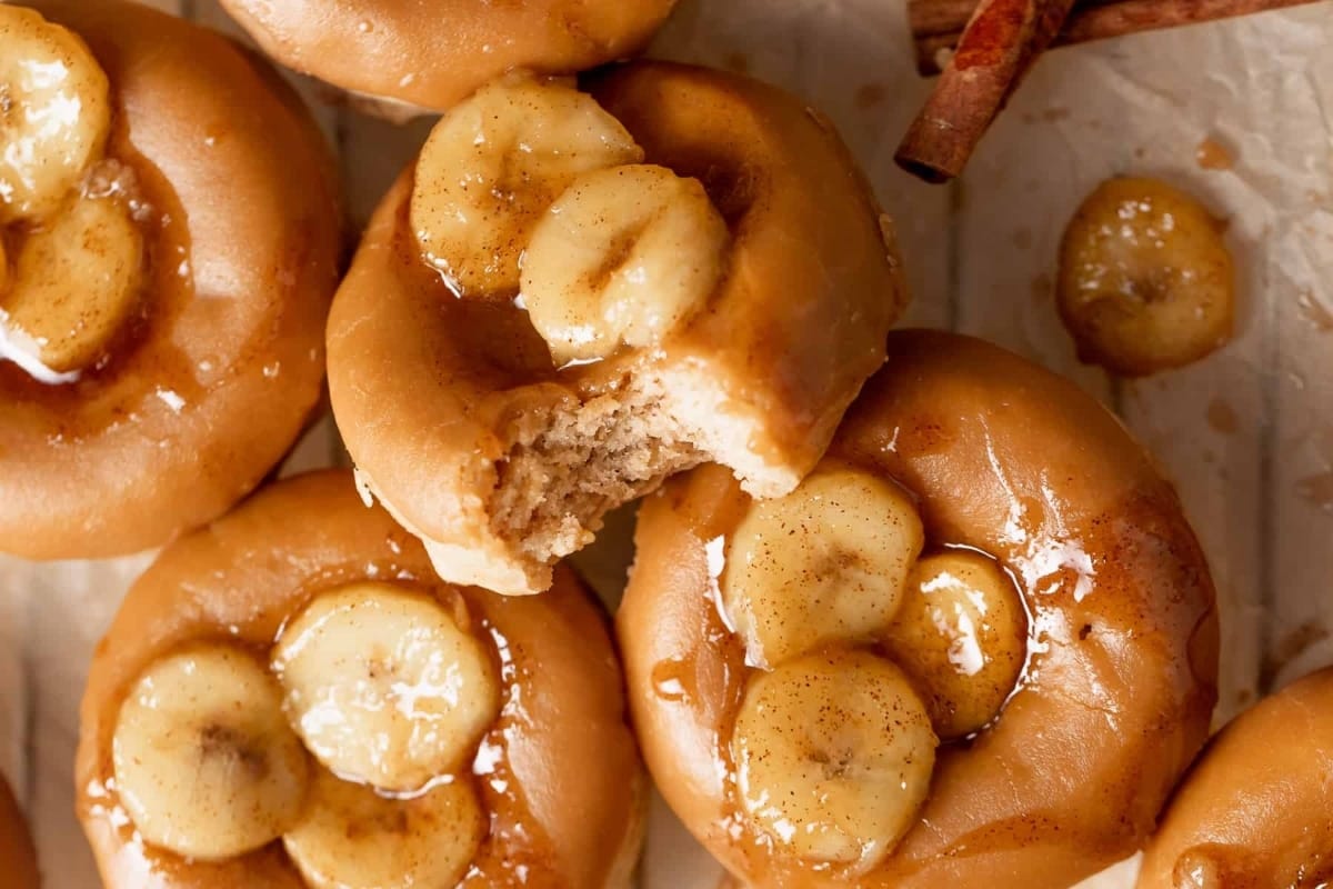 Banana Donuts With Brown Sugar Glaze.