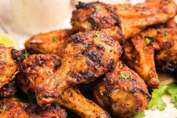 Chipotle chicken wings pied high.