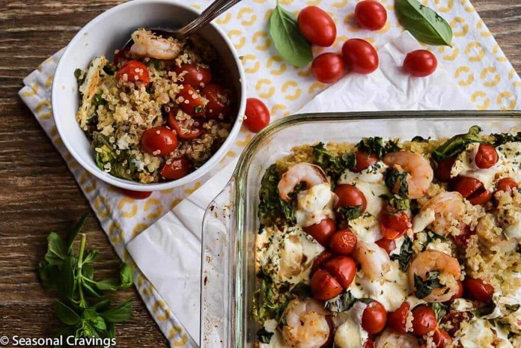Shrimp, Kale and Quinoa Bake.