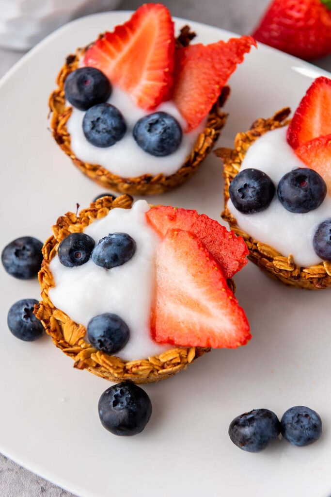 Granola berry cups close up.
