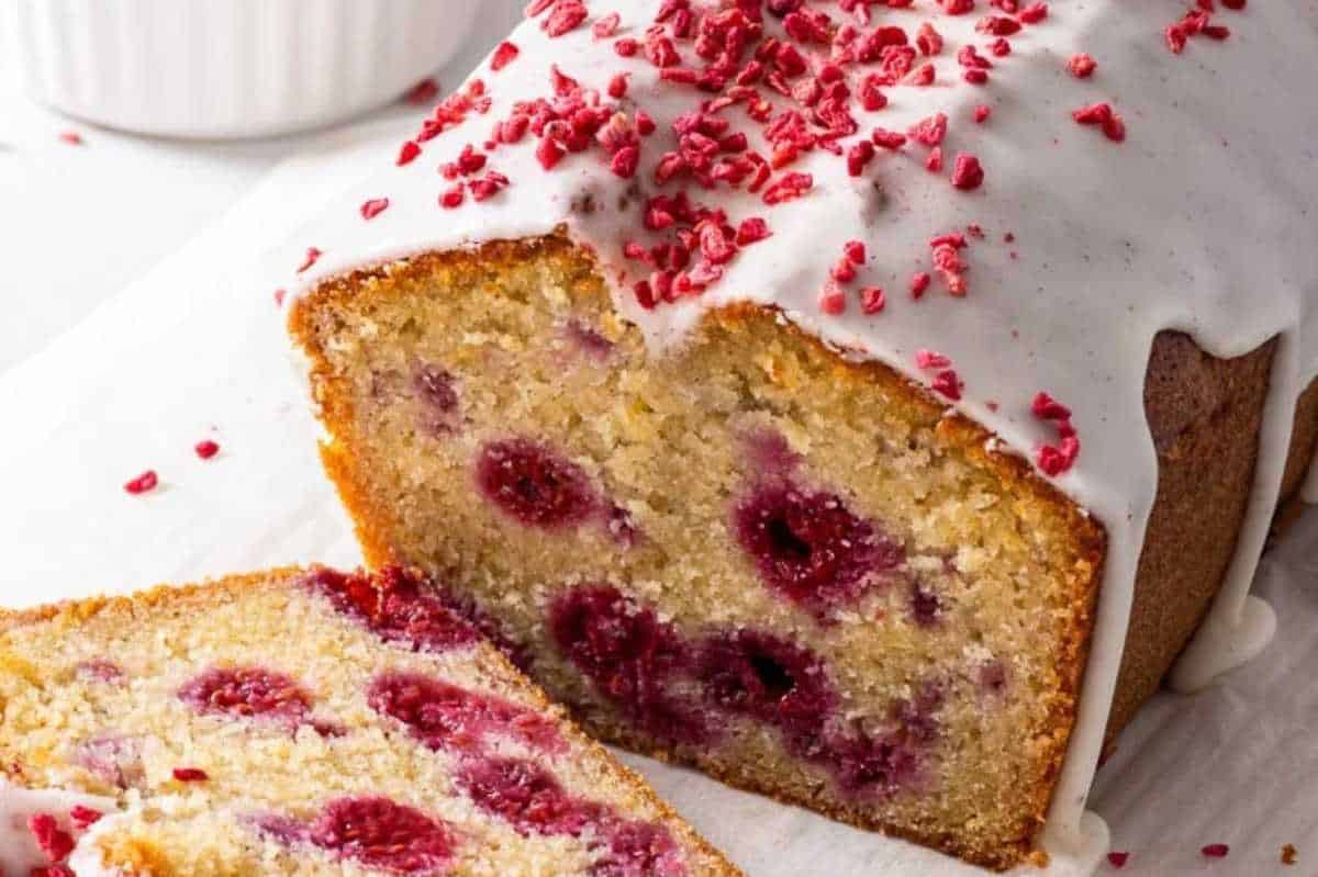 Gluten Free Raspberry Loaf Cake. 