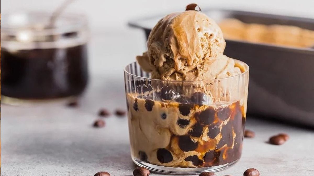 No Churn Vietnamese Coffee Ice Cream With Boba